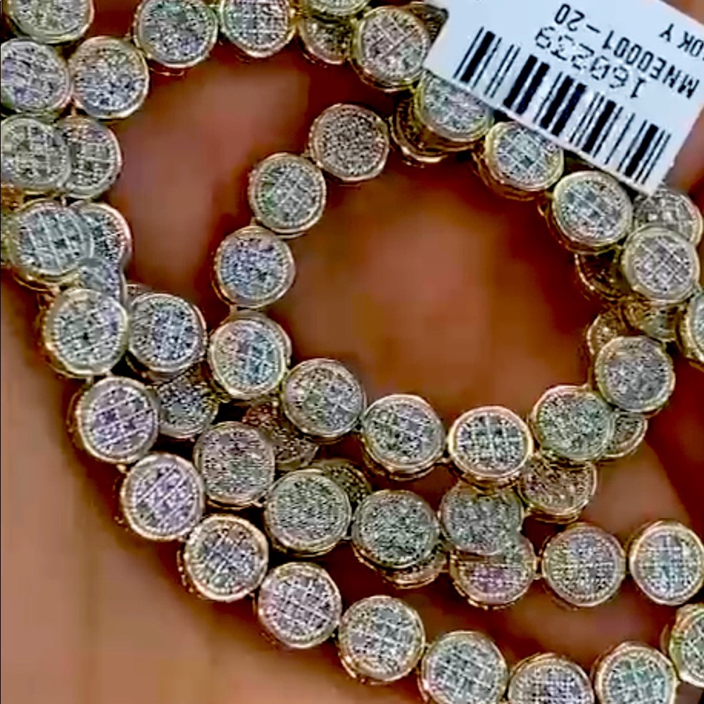 10K YELLOW GOLD ROUND DIAMOND LINK CHAIN NECKLACE 2-3/4 CTTW Not cz not plated!